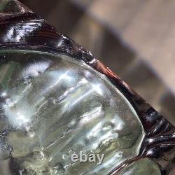 Huge Round Bohemian Art Glass Brutalist Vase Roughly Circular Base High Relief