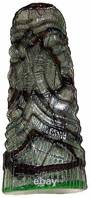Huge Round Bohemian Art Glass Brutalist Vase Roughly Circular Base High Relief