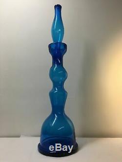 Husted Blenko #5929L Blue Architectural Floor Decanter. MCM