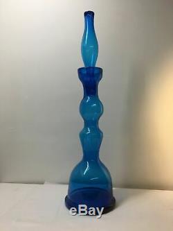 Husted Blenko #5929L Blue Architectural Floor Decanter. MCM