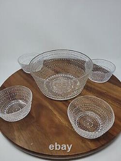 Iittala Salad Bowl Set Of 5 Oiva Toikka Nuutajarvi Kastehelmi Dewdrop