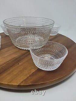 Iittala Salad Bowl Set Of 5 Oiva Toikka Nuutajarvi Kastehelmi Dewdrop