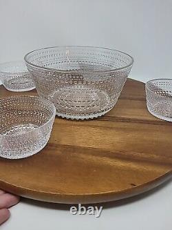 Iittala Salad Bowl Set Of 5 Oiva Toikka Nuutajarvi Kastehelmi Dewdrop