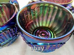 Imperial Broken Arches Snap14 AZUR Punch Cups Blue Amethyst (9) Carnival Glass