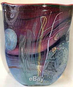 Impressive James Nowak Underwater Studio Art Glass Vase Signed 1988