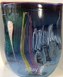 Impressive James Nowak Underwater Studio Art Glass Vase Signed 1988