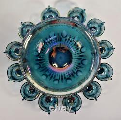 Indiana Blue Carnival Glass Punch Bowl Set With 12 Cups Hooks and Ladle