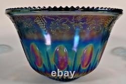 Indiana Blue Carnival Glass Punch Bowl Set With 12 Cups Hooks and Ladle