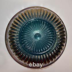 Indiana Blue Carnival Glass Punch Bowl Set With 12 Cups Hooks and Ladle