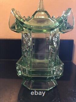 Indiana Glass Clear Green Pagoda 3 Piece Dish