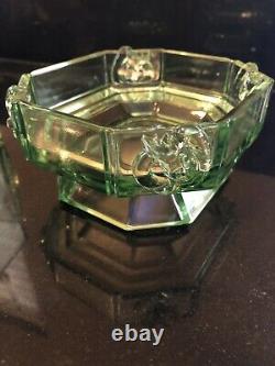 Indiana Glass Clear Green Pagoda 3 Piece Dish