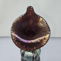 Iridescent Tall Vase By Saul Alcaraz #2021 Blown Glass Swirl Flower Lily