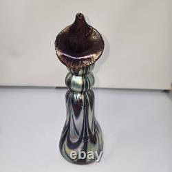 Iridescent Tall Vase By Saul Alcaraz #2021 Blown Glass Swirl Flower Lily