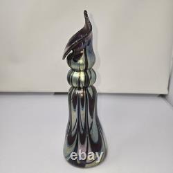 Iridescent Tall Vase By Saul Alcaraz #2021 Blown Glass Swirl Flower Lily