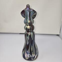 Iridescent Tall Vase By Saul Alcaraz #2021 Blown Glass Swirl Flower Lily