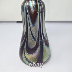 Iridescent Tall Vase By Saul Alcaraz #2021 Blown Glass Swirl Flower Lily