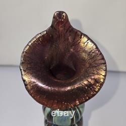 Iridescent Tall Vase By Saul Alcaraz #2021 Blown Glass Swirl Flower Lily