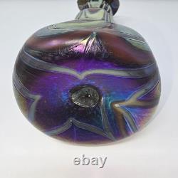 Iridescent Tall Vase By Saul Alcaraz #2021 Blown Glass Swirl Flower Lily