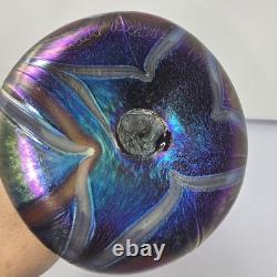 Iridescent Tall Vase By Saul Alcaraz #2021 Blown Glass Swirl Flower Lily