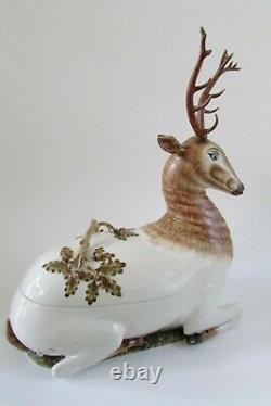 Italian Ceramic Stag/Deer Acorn Tureen in style of Tony Duquette