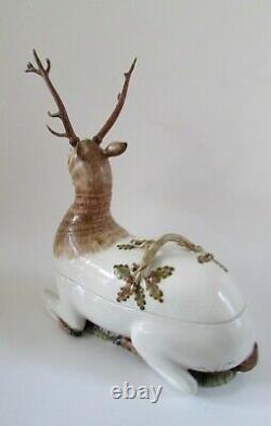 Italian Ceramic Stag/Deer Acorn Tureen in style of Tony Duquette