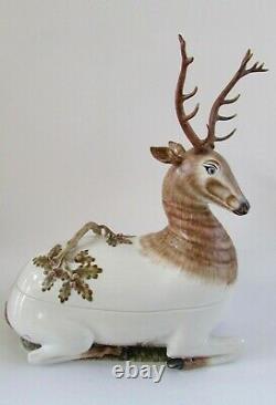 Italian Ceramic Stag/Deer Acorn Tureen in style of Tony Duquette