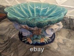 Italian Majolica Bowl With Elephants, Mid-20th Century, Victorian Styled