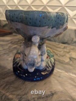 Italian Majolica Bowl With Elephants, Mid-20th Century, Victorian Styled