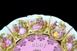 JKW Decor Love Story 3 SOUP BOWLS Carlsbad, Josef Kuba, Pink, 7 3/4 MINT