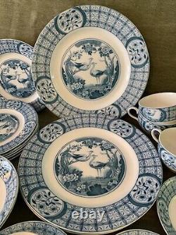 JOHNSON BROS (19 Pcs. SET) Plates Cups & Saucers Bowls Mongolia Gray/Flow Blue