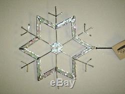 J Devlin Glass Art Stained Snowflake Hex-Center Ornament/Suncatcher NEW IN BOX