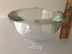 Jeff Goodman Bowl Art Glass Compass North Signed Hand Poured Etched Enameled 6