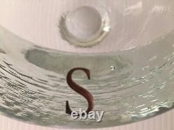 Jeff Goodman Bowl Art Glass Compass North Signed Hand Poured Etched Enameled 6