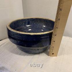 Jerry Brown pottery serving bowl blue glaze with heart design signed & numbered
