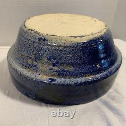 Jerry Brown pottery serving bowl blue glaze with heart design signed & numbered