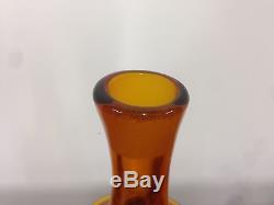 Joel Myers Blenko Decanter Honey Ribbed 60's Vtg Art Glass Amber/Gold
