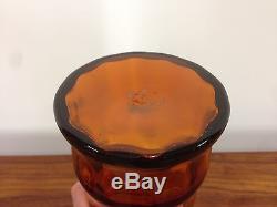 Joel Myers Blenko Decanter Honey Ribbed 60's Vtg Art Glass Amber/Gold