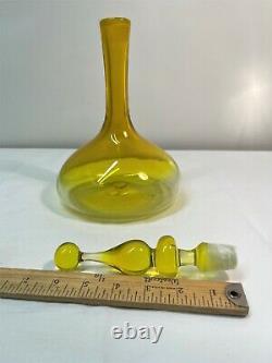 Joel Philip Myers Blenko Yellow Decanter, Lemon, Mid Century Modern Art Glass