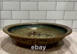 John Glick Plum Tree Pottery Brown 3D Art Pottery Decorative Bowl 10 3/4