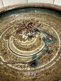 John Glick Plum Tree Pottery Brown 3D Art Pottery Decorative Bowl 10 3/4