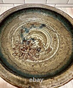 John Glick Plum Tree Pottery Brown 3D Art Pottery Decorative Bowl 10 3/4