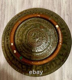 John Glick Plum Tree Pottery Brown 3D Art Pottery Decorative Bowl 10 3/4