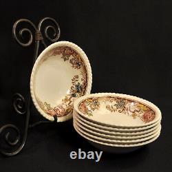 Johnson Bros Set of 7 Coupe Cereal Bowls Devonshire Brown Multicolor 1913+