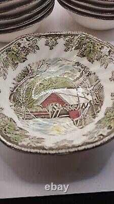 Johnson Brothers Friendly Village Square Cereal Bowls Covered Bridge Set Of 13