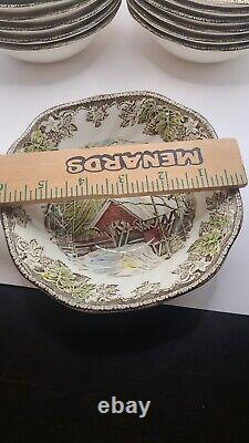 Johnson Brothers Friendly Village Square Cereal Bowls Covered Bridge Set Of 13