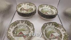 Johnson Brothers Friendly Village Square Cereal Bowls Covered Bridge Set Of 13