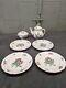 KG Luneville France Porcelain 6 pc Lot + 2 Replacement Bowls with Matching Pattern