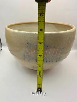 Korean Studio Pottery Bowl Cobalt Slip Lines, Modern Buncheong Aesthetic Korean Studio Pottery Bowl Cobalt Slip Lines, Modern Buncheong Aesthetic