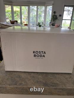 Kosta Boda Vase-Red Rim & Orange Footed Base Crys & Glass By Bertiel Vallien