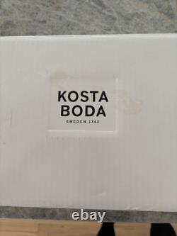 Kosta Boda Vase-Red Rim & Orange Footed Base Crys & Glass By Bertiel Vallien